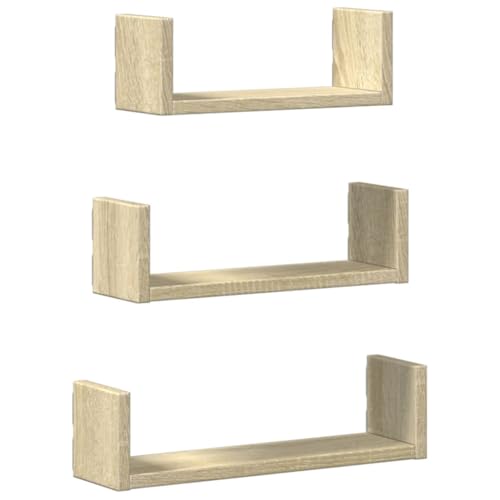 HETFTJN Wandregal Schwebend Regalboden Regal Schmal Pflanzenhalter Wand - Wandregal 3 STK. Sonoma-Eiche Holzwerkstoff für Büro Wohnzimmer Werkstatt Küche HETFTJN Wandregal Schwebend Regalboden Regal Schmal Pflanzenhalter Wand - Wandregal 3 STK. Sonoma-Eiche Holzwerkstoff für Büro Wohnzimmer Werkstatt Küche von HETFTJN
