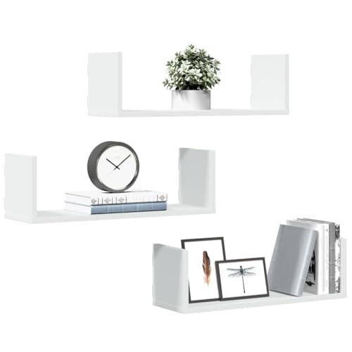 HETFTJN Wandregal Set 3 Stück Weiß 58x18x18 cm aus Holzwerkstoff Schwebendes Regal mit Robustem Design für Bücher Deko und Pflanzen im Wohnzimmer Badezimmer oder Küche von HETFTJN