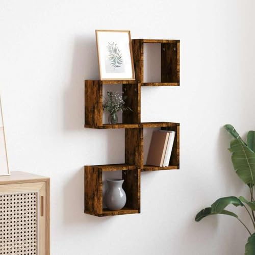 HETFTJN Wandregal Set 4 Stück Braun 26x15x26cm Holzwerkstoff Schwebende Regale mit Modernem Design für Wohnzimmer Büro und Schlafzimmer HETFTJN Wandregal Set 4 Stück Braun 26x15x26cm Holzwerkstoff Schwebende Regale mit Modernem Design für Wohnzimmer Büro und Schlafzimmer von HETFTJN