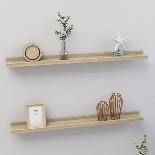 HETFTJN Wandregal Sonoma Eiche 80 x 9 x 3 cm aus robustem MDF mit schwebendem Design für Bücher Pflanzen und Deko im Wohnzimmer HETFTJN Wandregal Sonoma Eiche 80 x 9 x 3 cm aus robustem MDF mit schwebendem Design für Bücher Pflanzen und Deko im Wohnzimmer von HETFTJN