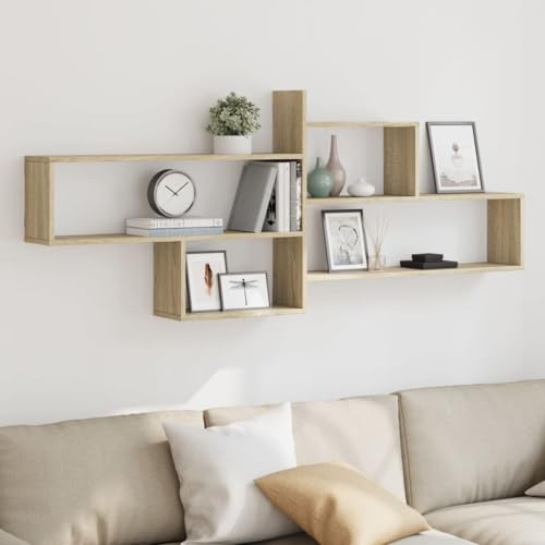 HETFTJN Wandregal Sonoma Eiche Holzwerkstoff 167,5 x 18 x 68 cm Schwebendes Regal mit Stauraum für Wohnzimmer Küche und Badezimmer HETFTJN Wandregal Sonoma Eiche Holzwerkstoff 167,5 x 18 x 68 cm Schwebendes Regal mit Stauraum für Wohnzimmer Küche und Badezimmer von HETFTJN