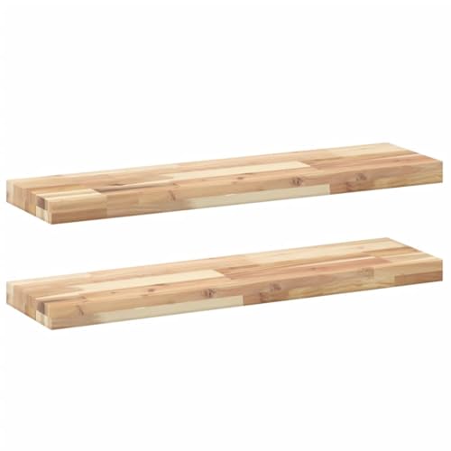 HETFTJN Wandregal Wohnzimmer Gewürzregal Badezimmer Regal Wandtegal - Schweberegale 2 STK. 80x20x4 cm Massivholz Akazie Unbehandelt für Badezimmer Outdoor Schlafzimmer Zimmer von HETFTJN
