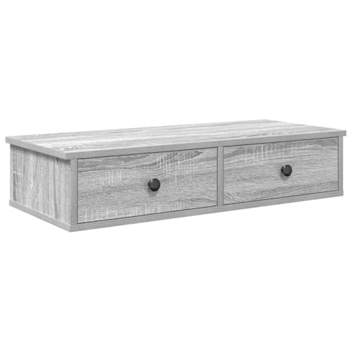 HETFTJN Wandregale Kleines Wandregal Regale für Wände Wandtegal - Wandregal mit Schubladen Grau Sonoma 80x31x17 cm Holzwerkstoff für Wohnzimmer Küche Flur Bad HETFTJN Wandregale Kleines Wandregal Regale für Wände Wandtegal - Wandregal mit Schubladen Grau Sonoma 80x31x17 cm Holzwerkstoff für Wohnzimmer Küche Flur Bad von HETFTJN