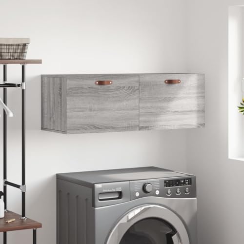 HETFTJN Wandschrank Grau Sonoma 100x36,5x35 cm Holzwerkstoff Hängeschrank mit Stauraum für Küche Bad und Wohnzimmer Organizer von HETFTJN