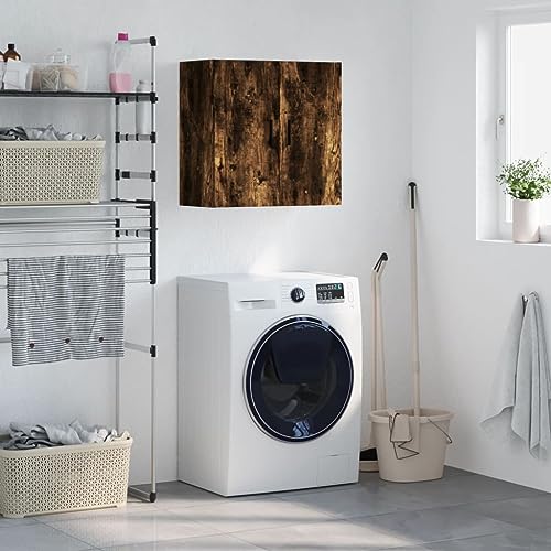 HETFTJN Wandschrank Räuchereiche 60x31x60 cm Holzwerkstoff Hängeschrank mit Stauraum für Küche Bad Wohnzimmer Organizer HETFTJN Wandschrank Räuchereiche 60x31x60 cm Holzwerkstoff Hängeschrank mit Stauraum für Küche Bad Wohnzimmer Organizer von HETFTJN