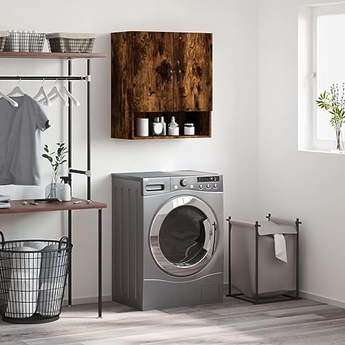 HETFTJN Wandschrank Räuchereiche 60x31x70 cm Holzwerkstoff Hängeschrank mit Stauraum für Küche Bad und Wohnzimmer Organizer von HETFTJN