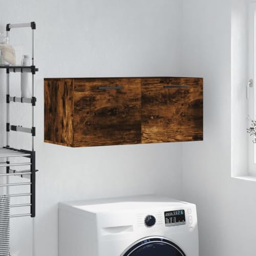 HETFTJN Wandschrank Räuchereiche 80x36,5x35 cm Holzwerkstoff Hängeschrank für Küche Bad und Flur mit Stauraum und Ablagefläche von HETFTJN