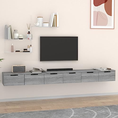 HETFTJN Wandschrank Set Grau Sonoma 102 x 30 x 20 cm Holzwerkstoff Schweberegal mit Schubladen für Bücher Deko und Aufbewahrung im Wohnzimmer Büro oder Flur HETFTJN Wandschrank Set Grau Sonoma 102 x 30 x 20 cm Holzwerkstoff Schweberegal mit Schubladen für Bücher Deko und Aufbewahrung im Wohnzimmer Büro oder Flur von HETFTJN