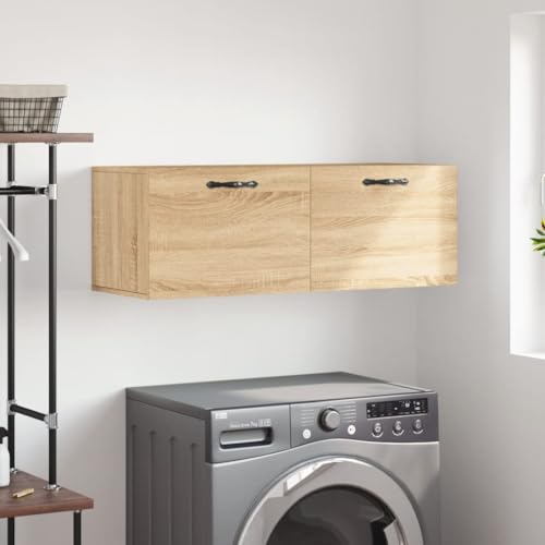 HETFTJN Wandschrank Sonoma Eiche 100 x 36,5 x 35 cm Holzwerkstoff Hängeschrank mit Stauraum für Küche Bad und Wohnzimmer von HETFTJN