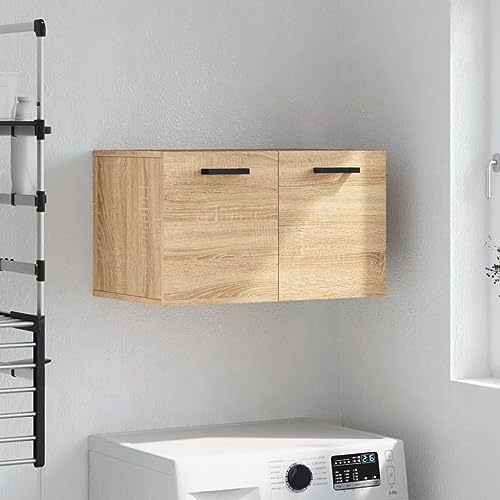 HETFTJN Wandschrank Sonoma-Eiche 60x36,5x35 cm Holzwerkstoff mit Stauraum und Präsentationsfläche für Küche Wohnzimmer und Flur von HETFTJN