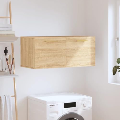 HETFTJN Wandschrank Sonoma Eiche 80x36,5x35 cm Holzwerkstoff Hängeschrank mit Stauraum für Küche Bad und Wohnzimmer von HETFTJN