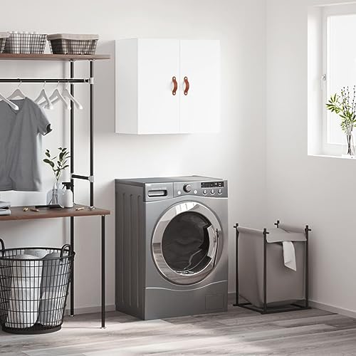 HETFTJN Wandschrank Weiß 60x31x60 cm Holzwerkstoff mit Stauraum und Präsentationsfläche für Küche Bad und Wohnzimmer von HETFTJN