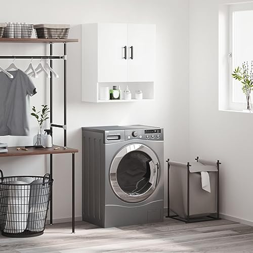 HETFTJN Wandschrank Weiß 60x31x70 cm Holzwerkstoff Hängeschrank mit Stauraum, für Küche Bad und Wohnzimmer Organizer für Deko Aufbewahrung von HETFTJN