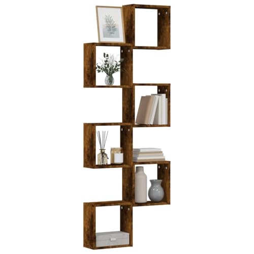 HETFTJN Wandwürfelregal 6 Stück Räuchereiche Holzwerkstoff 30x15x30 cm Modernes Design Stilvoll & Platzsparend für Wohnzimmer Büro und Arbeitszimmer von HETFTJN
