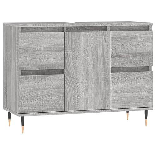 HETFTJN Waschtisch Set Badmöbel Set Waschtischunterschrank Waschtisch-Unterschrank - Badschrank Grau Sonoma 80x33x60 cm Holzwerkstoff für Gästezimmer Waschküche Toilette Badezimmer HETFTJN Waschtisch Set Badmöbel Set Waschtischunterschrank Waschtisch-Unterschrank - Badschrank Grau Sonoma 80x33x60 cm Holzwerkstoff für Gästezimmer Waschküche Toilette Badezimmer von HETFTJN