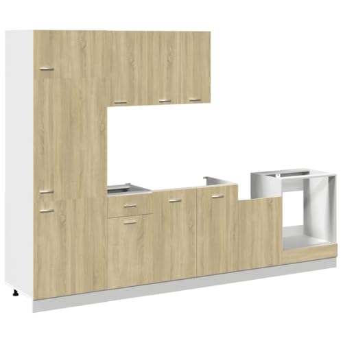 Küchenmöbel Einzelteile Aktenschrank Küchenunterschrank Mehrzweckschrank - 7-TLG. Küchenschrank-Set Sonoma-Eiche Holzwerkstoff für Badezimmer Esszimmer Küche Wohnzimmer von HETFTJN
