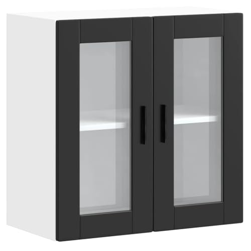 Mutfak Dolabı Küchenzeilen Aktenschrank Vorratsschrank - Küchen-Hängeschrank mit Glastür Porto Schwarz für Esszimmer Badezimmer Wohnzimmer Küche von HETFTJN