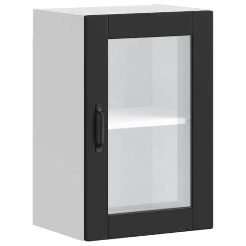 Mutfak Dolabı Küchenzeilen Aktenschrank Vorratsschrank - Küchen-Hängeschrank mit Glastür Porto Schwarz für Esszimmer Badezimmer Wohnzimmer Küche von HETFTJN
