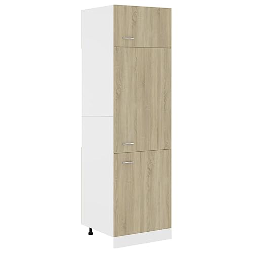 Sideboard Wohnzimmer Aktenschrank Küchenbuffet Buffetschrank Barschrank - Kühlumbauschrank Sonoma-Eiche 60x57x207 cm Holzwerkstoff für Wohnzimmer Küche Esszimmer Badezimmer von HETFTJN