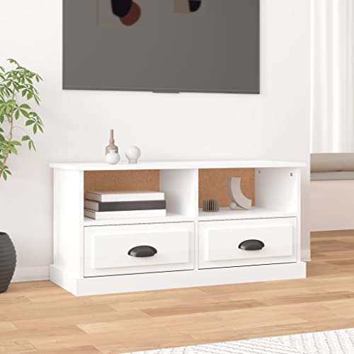 TV-Schrank, Fernseher Tisch Modern Wohnwand Sideboard Holz Tv Table Geeignet für Den Flur Fernseher Schlafzimmer Wohnzimmer Hochglanz-Weiß 93x35,5x45 cm Holzwerkstoff von HETFTJN