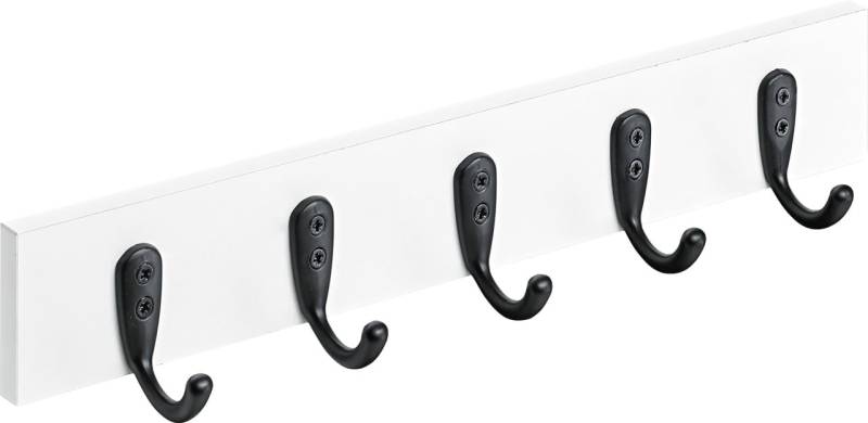 Hettich Garderobehakenleiste Holz 400 x 60 x 60 mm mit 5 Haken weiß-schwarz - 1 Stück Hettich Garderobehakenleiste Holz 400 x 60 x 60 mm mit 5 Haken weiß-schwarz - 1 Stück von HETTICH