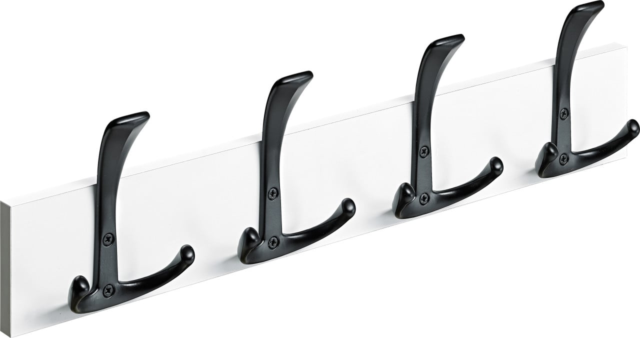 Hettich Garderobenleiste 4 Haken Holz 50 x 13,5 x 5,3 cm weiß-schwarz Hettich Garderobenleiste 4 Haken Holz 50 x 13,5 x 5,3 cm weiß-schwarz von HETTICH