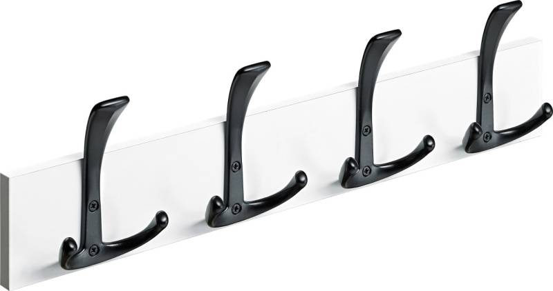 Hettich Garderobenleiste 4 Haken Holz 50 x 13,5 x 5,3 cm weiß-schwarz Hettich Garderobenleiste 4 Haken Holz 50 x 13,5 x 5,3 cm weiß-schwarz von HETTICH