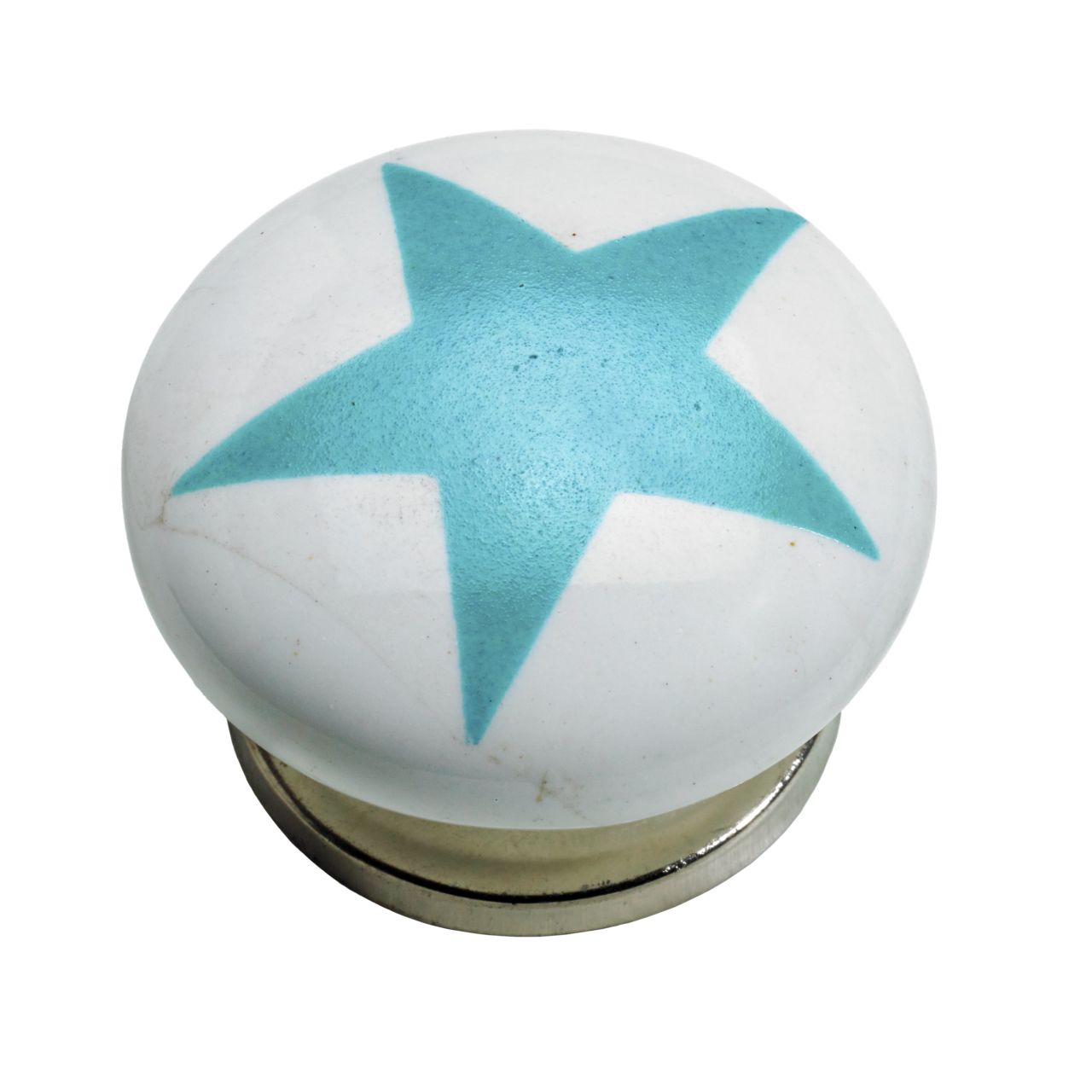 Hettich Möbelknopf Keramik weiß mit blauem Stern Ø 40,0 mm - 1 Stück von HETTICH