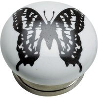 Möbelknopf Keramik weiß mit Schmetterling i ø 40,0 mm - 1 Stück Möbelbeschläge - Hettich von HETTICH