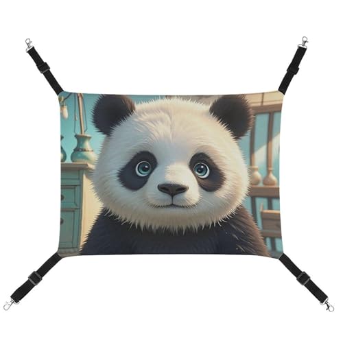 HETVBNS Anime Panda Face Haustier-Hängematte für Katzen und Hunde, weiche atmungsaktive Canvas-Hängematte mit verstellbaren Trägern, bequemes und langlebiges Hängebett für kleine bis mittelgroße von HETVBNS
