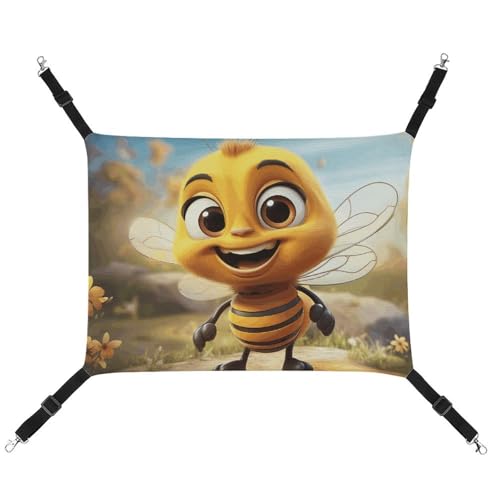 HETVBNS Bee Pet Hängematte für Katzen & Hunde, weiche atmungsaktive Canvas-Hängematte mit verstellbaren Riemen, bequemes und langlebiges Hängebett für kleine bis mittelgroße Haustiere von HETVBNS