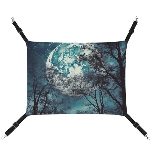 HETVBNS Blue Moon Haustierhängematte für Katzen & Hunde, weiche atmungsaktive Canvas-Hängematte mit verstellbaren Trägern, bequemes und langlebiges Hängebett für kleine bis mittelgroße Haustiere von HETVBNS