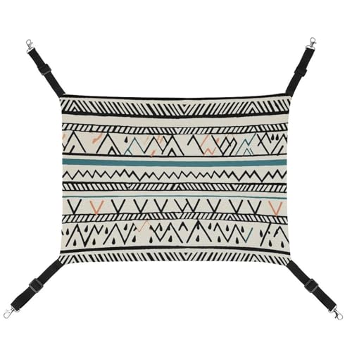 HETVBNS Boho Triangle Stripes Haustierhängematte für Katzen & Hunde, weiche atmungsaktive Canvas-Hängematte mit verstellbaren Trägern, bequemes und langlebiges Hängebett für kleine bis mittelgroße von HETVBNS