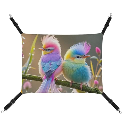 HETVBNS Bunte Haustier-Hängematte für Katzen und Hunde, weiche, atmungsaktive Canvas-Hängematte mit verstellbaren Riemen, bequemes und langlebiges Hängebett für kleine bis mittelgroße Haustiere von HETVBNS