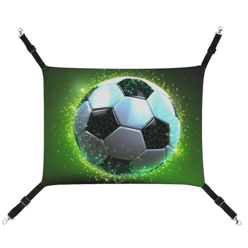 HETVBNS Coole Fußball-Haustier-Hängematte für Katzen und Hunde, weiche, atmungsaktive Canvas-Hängematte mit verstellbaren Trägern, bequemes und langlebiges Hängebett für kleine bis mittelgroße von HETVBNS