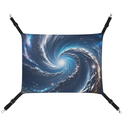 HETVBNS Cosmic Galaxy Haustier-Hängematte für Katzen und Hunde, weiche atmungsaktive Canvas-Hängematte mit verstellbaren Trägern, bequemes und langlebiges Hängebett für kleine bis mittelgroße von HETVBNS