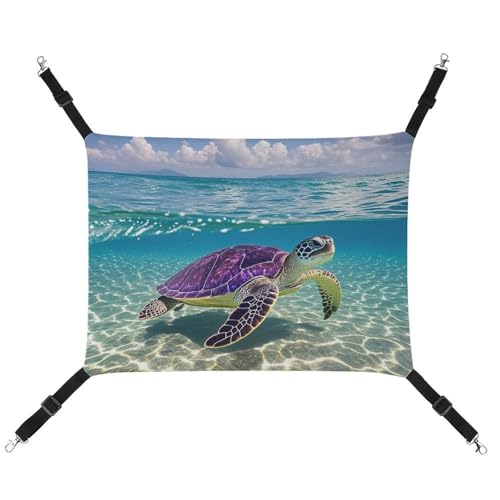 HETVBNS Hawaii mit lila Meeresschildkröte Haustierhängematte für Katzen & Hunde, weiche atmungsaktive Canvas-Hängematte mit verstellbaren Riemen, bequemes und langlebiges Hängebett für kleine bis HETVBNS Hawaii mit lila Meeresschildkröte Haustierhängematte für Katzen & Hunde, weiche atmungsaktive Canvas-Hängematte mit verstellbaren Riemen, bequemes und langlebiges Hängebett für kleine bis von HETVBNS