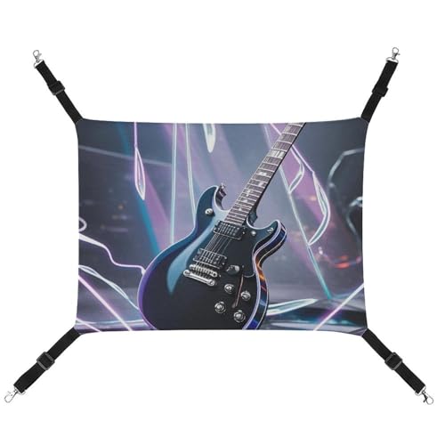 HETVBNS Magic E-Gitarre Musik Haustier Hängematte für Katzen & Hunde, Weiche Atmungsaktive Leinwand Hängende Hängematte mit verstellbaren Riemen, Bequemes & Langlebiges Hängebett für kleine bis von HETVBNS