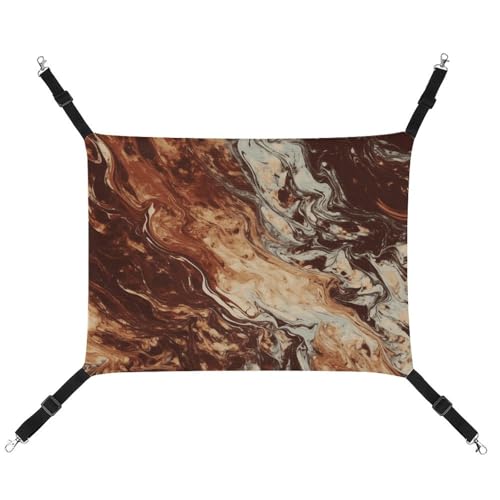 HETVBNS Marmor gemischte braune Haustier-Hängematte für Katzen & Hunde, weiche atmungsaktive Canvas-Hängematte mit verstellbaren Trägern, bequemes und langlebiges Hängebett für kleine bis mittelgroße von HETVBNS
