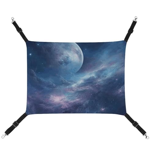 HETVBNS Nebula and Moon Haustierhängematte für Katzen & Hunde, weiche atmungsaktive Canvas-Hängematte mit verstellbaren Riemen, bequemes und langlebiges Hängebett für kleine bis mittelgroße Haustiere HETVBNS Nebula and Moon Haustierhängematte für Katzen & Hunde, weiche atmungsaktive Canvas-Hängematte mit verstellbaren Riemen, bequemes und langlebiges Hängebett für kleine bis mittelgroße Haustiere von HETVBNS