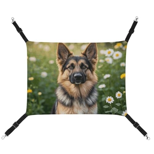 HETVBNS Niedliche Haustier-Hängematte für Hunde und Katzen, aus weichem, atmungsaktivem Segeltuch mit verstellbaren Trägern, bequemes und langlebiges Hängebett für kleine bis mittelgroße Haustiere von HETVBNS
