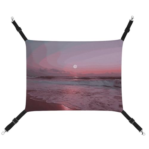 HETVBNS Purple Moon Haustierhängematte für Katzen & Hunde, weiche atmungsaktive Canvas-Hängematte mit verstellbaren Trägern, bequemes und langlebiges Hängebett für kleine bis mittelgroße Haustiere von HETVBNS