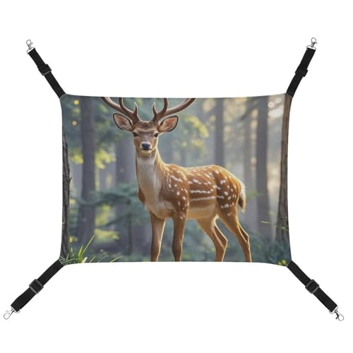 HETVBNS SIKA Hirsch Haustierhängematte für Katzen & Hunde, weiche atmungsaktive Canvas-Hängematte mit verstellbaren Riemen, bequemes und langlebiges Hängebett für kleine bis mittelgroße Haustiere von HETVBNS