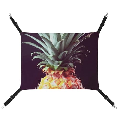 HETVBNS Schöne Ananas-Haustier-Hängematte für Katzen und Hunde, weiche, atmungsaktive Canvas-Hängematte mit verstellbaren Trägern, bequemes und langlebiges Hängebett für kleine bis mittelgroße von HETVBNS