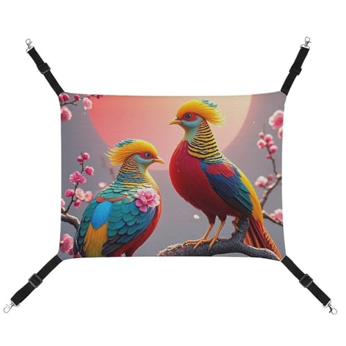 HETVBNS Schöne Kuckuck-Vogel-Haustier-Hängematte für Katzen und Hunde, weiche atmungsaktive Canvas-Hängematte mit verstellbaren Riemen, bequemes und langlebiges Hängebett für kleine bis mittelgroße von HETVBNS