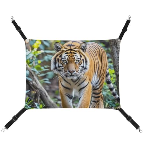 HETVBNS Tiger Haustierhängematte für Katzen und Hunde, weiche atmungsaktive Canvas-Hängematte mit verstellbaren Riemen, bequemes und langlebiges Hängebett für kleine bis mittelgroße Haustiere von HETVBNS