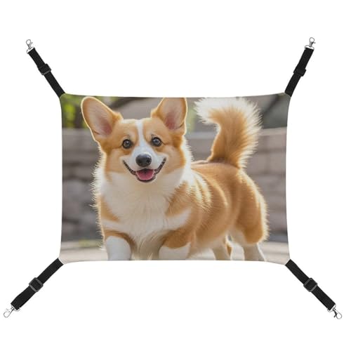 HETVBNS Verspielte Corgi Haustierhängematte für Katzen & Hunde, weiche atmungsaktive Canvas-Hängematte mit verstellbaren Riemen, bequemes und langlebiges Hängebett für kleine bis mittelgroße Haustiere HETVBNS Verspielte Corgi Haustierhängematte für Katzen & Hunde, weiche atmungsaktive Canvas-Hängematte mit verstellbaren Riemen, bequemes und langlebiges Hängebett für kleine bis mittelgroße Haustiere von HETVBNS
