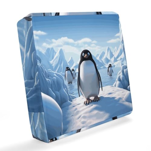 HETVBNS Wasserdichte Couch-Kissenbezüge für Haustiere, Pinguin, Antarktis, Eissofa, Kissenbezug, waschbar, UV- und wetterbeständig, Sitzbezug für Terrassenmöbel, 51 x 46 x 10 cm von HETVBNS