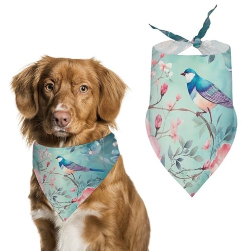Hundehalstücher im Blumen- und Vogel-Stil, dreieckig, waschbar, für Katzen und Hunde von HETVBNS