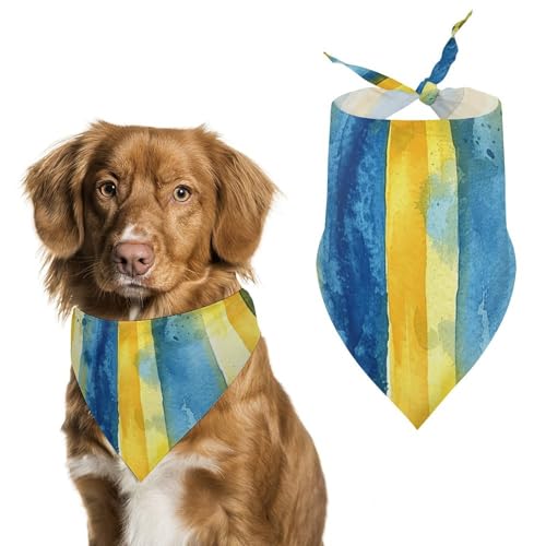 Hundehalstücher mit gelbem und blauem Muster, dreieckig, waschbar, für Katzen und Hunde Hundehalstücher mit gelbem und blauem Muster, dreieckig, waschbar, für Katzen und Hunde von HETVBNS